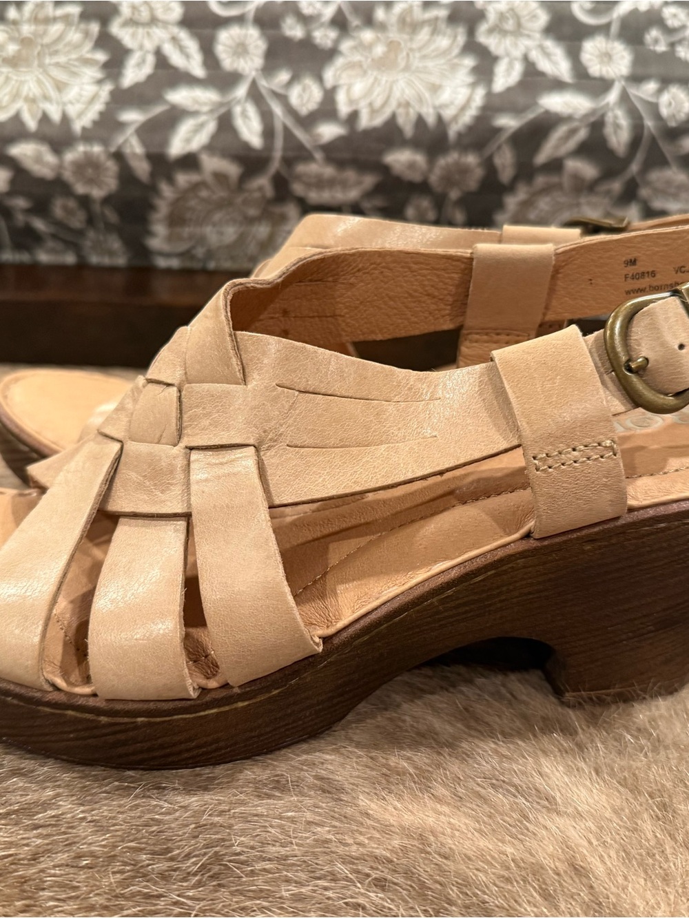 Born Womens Crevalle Leather Slingbacks Heel Sandals - Picture 4 of 7